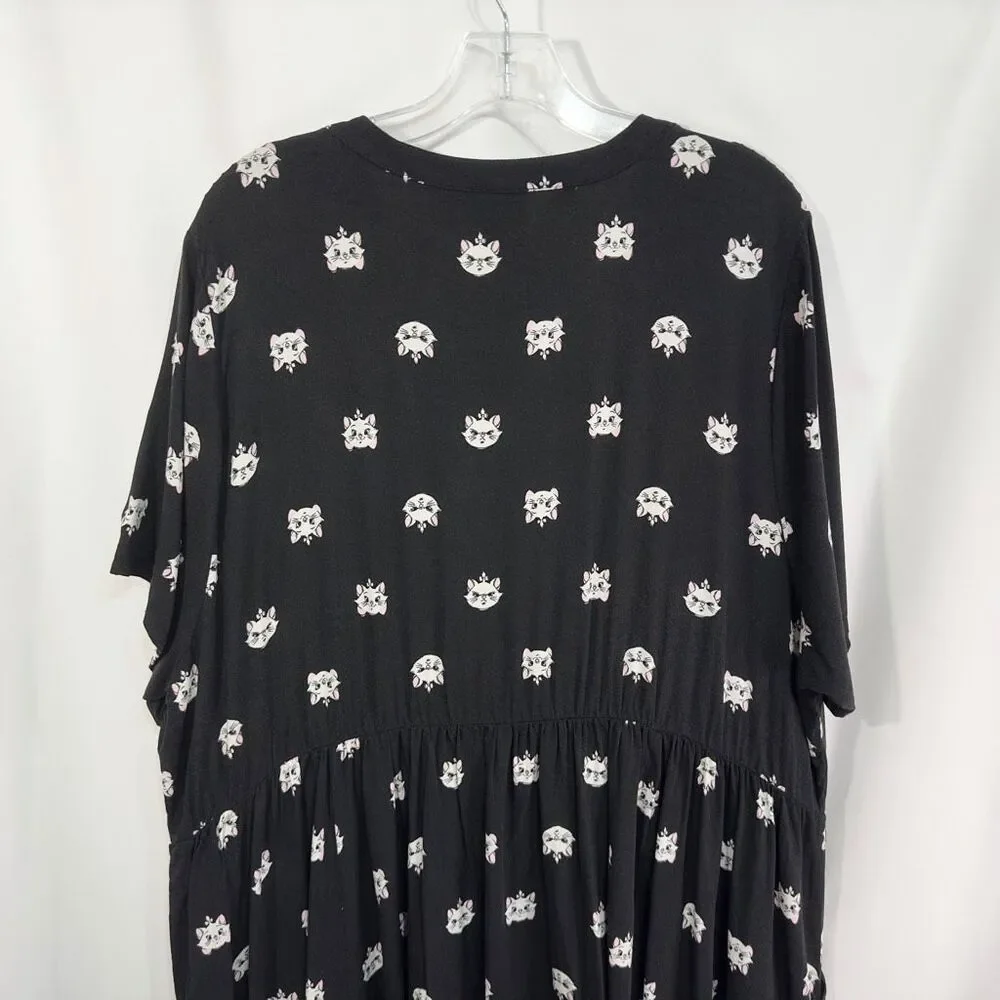 Torrid Disney Plus Size 4X Shirt Dress Midi The Aristocats‎ Black Challis 269 - Picture 14 of 16